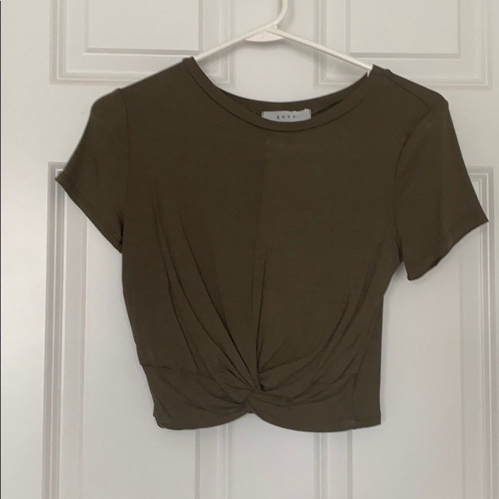 Green twist front crop top
